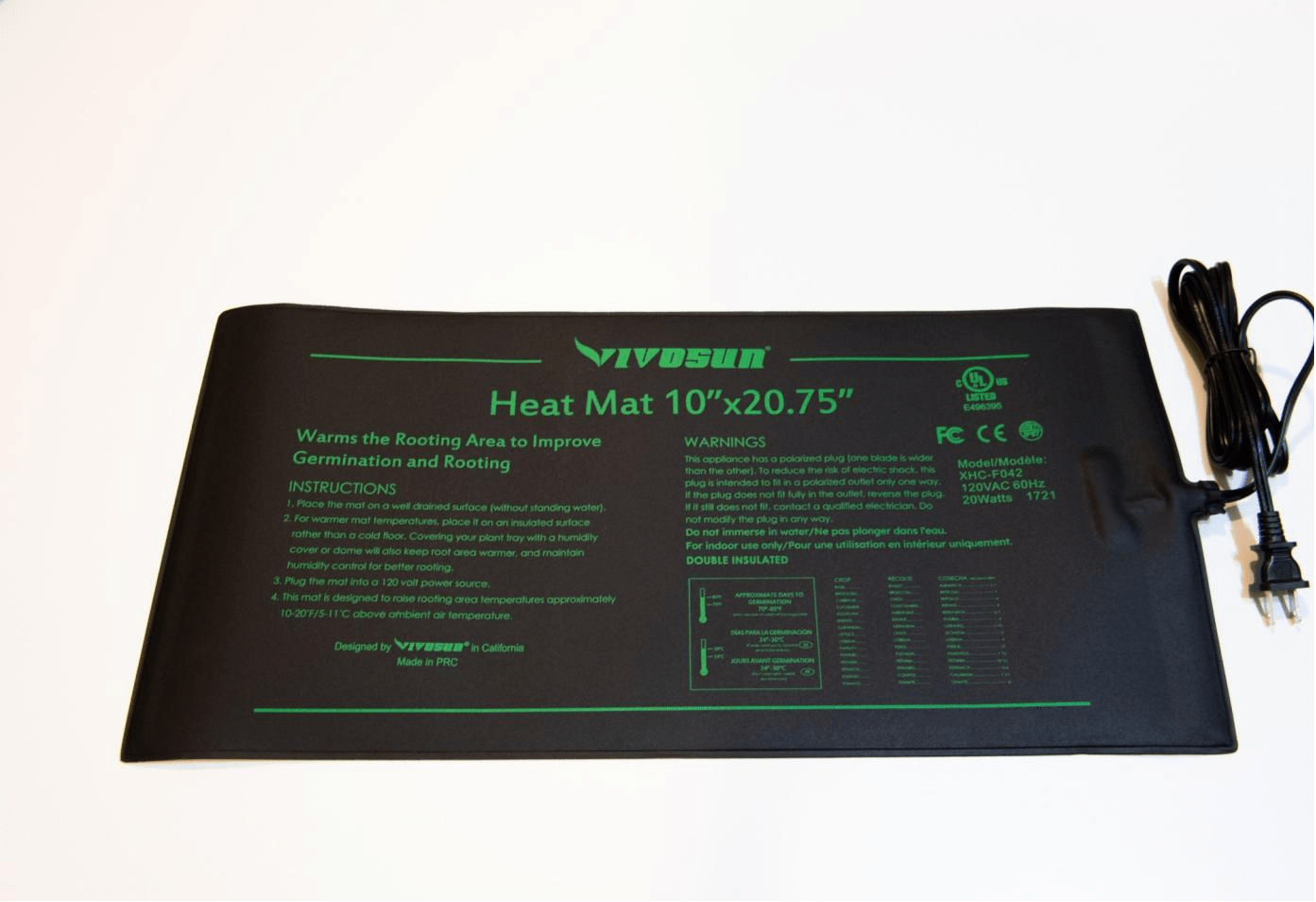 VIVOSUN Seedling Heat Mat 10"x20" Seed Starter Pad Germination Propagation Clone 