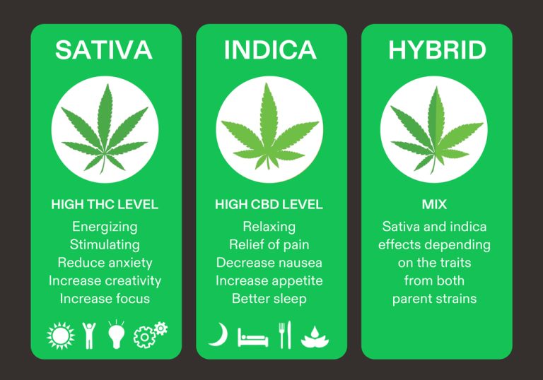 The difference between varieties of Sativa, Indica, Hybrid