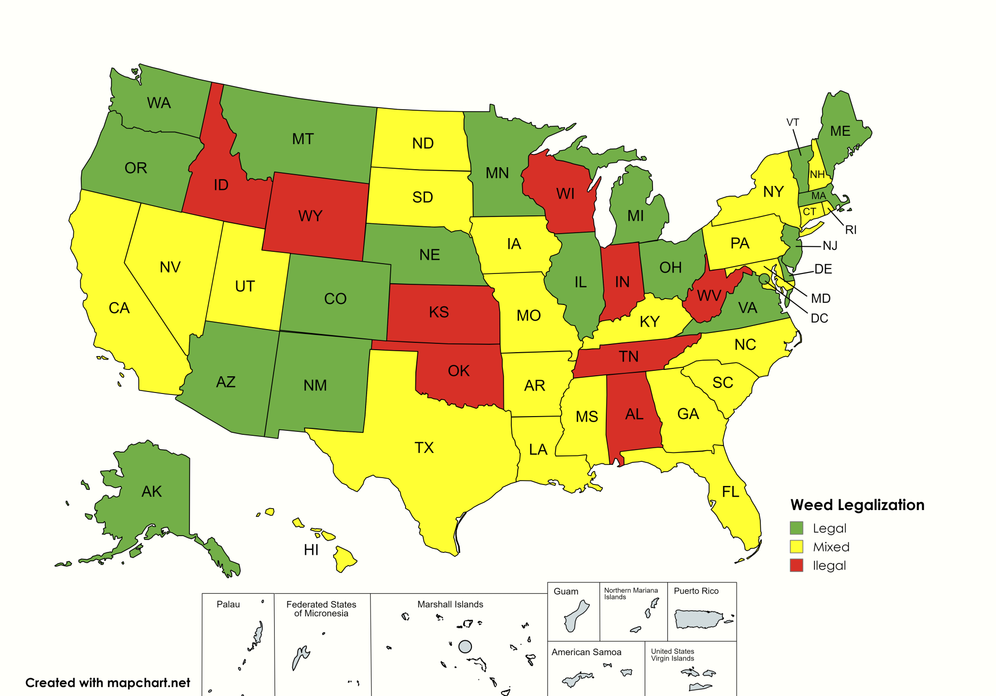 Weed Legalization Map 2024 in US